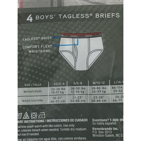 HANES BOYS XS (2-4) TAGLESS BRIEFS - Picture 6 of 6